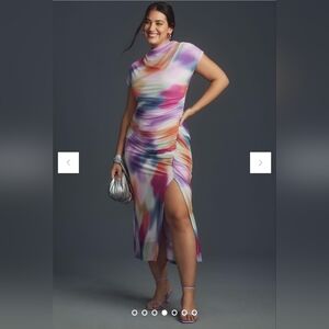 Maya Ruched Cowl Neck Dress: Mesh Edition